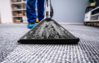 This image shows a vacuum being used to clean a carpet.